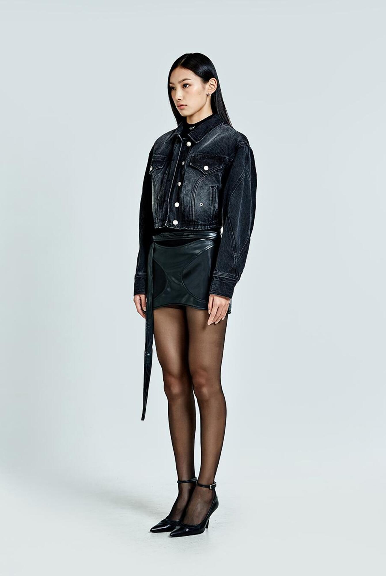 【51PERCENT】Hybrid Leather Mini Skirt - Black(woman) Hybrid Leather Mini Skirt - Black(woman) - 51percent