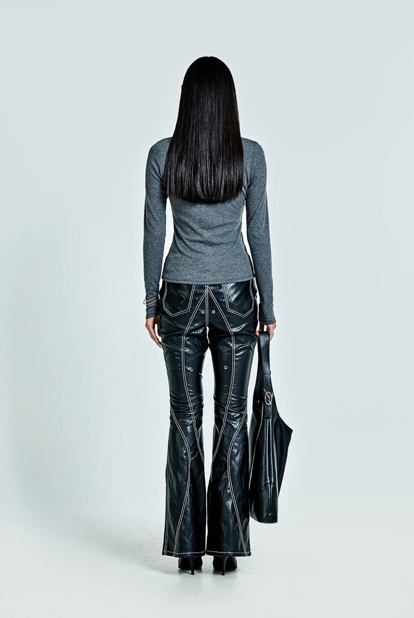 Bootcut Tunnel Linning Trouser Leather - Black(woman