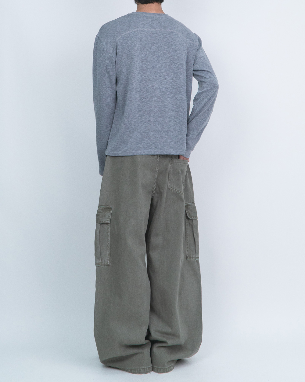 멜빵 스커트/바지 그레이 색상 이미지-S1L38