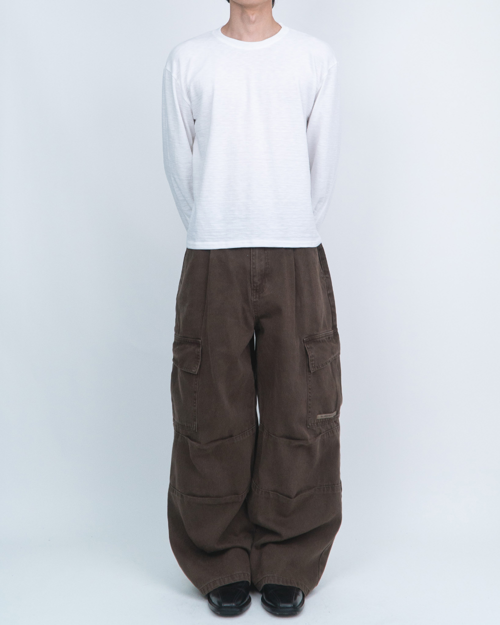 멜빵 스커트/바지 오트밀 색상 이미지-S1L27