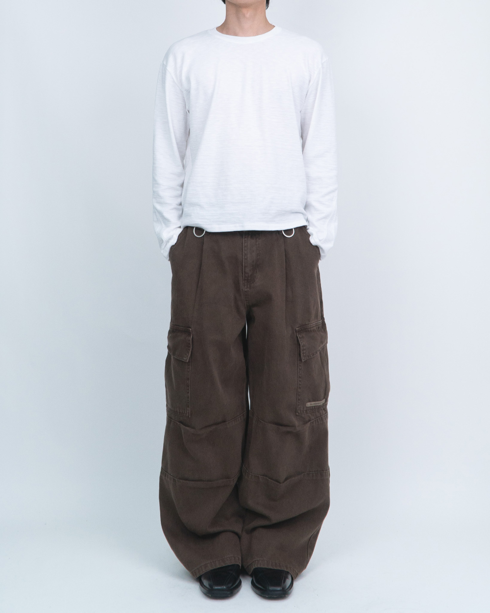 멜빵 스커트/바지 오트밀 색상 이미지-S1L29