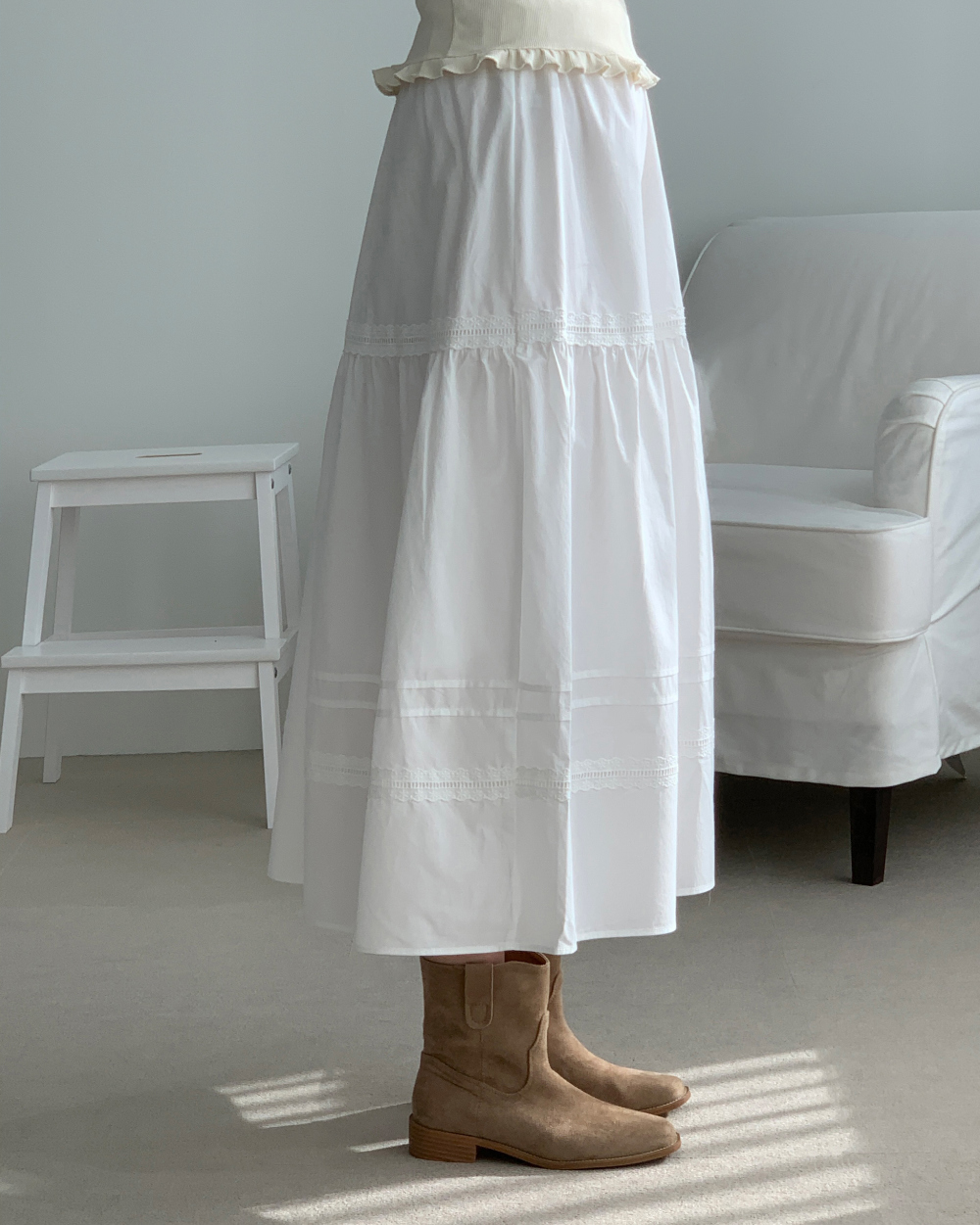 [300장돌파/바로배송🤍] lovin white long skirt (1color) 상세 이미지 7