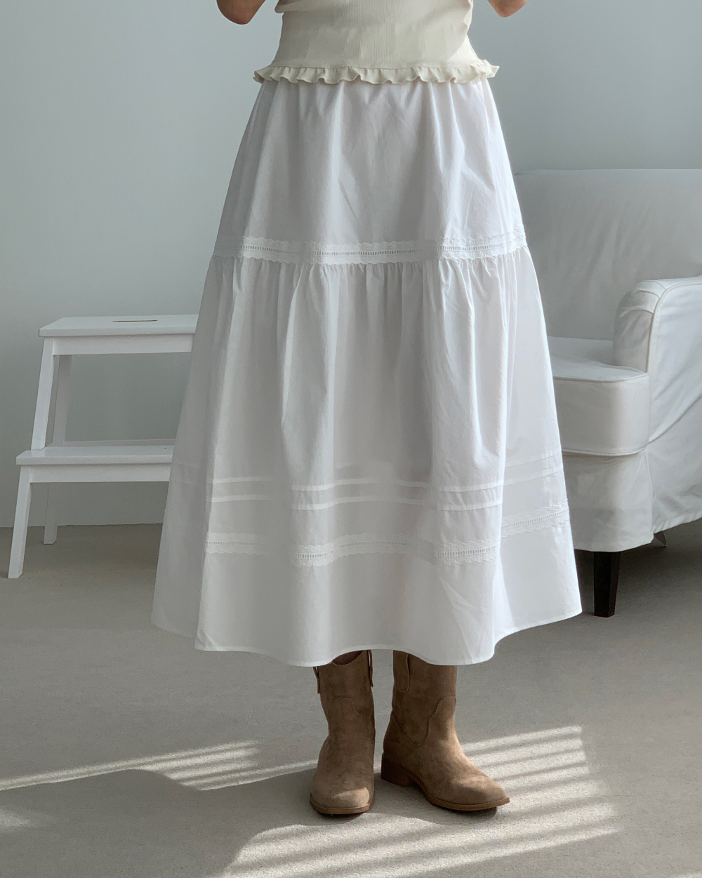 [300장돌파/바로배송🤍] lovin white long skirt (1color) 상세 이미지 6