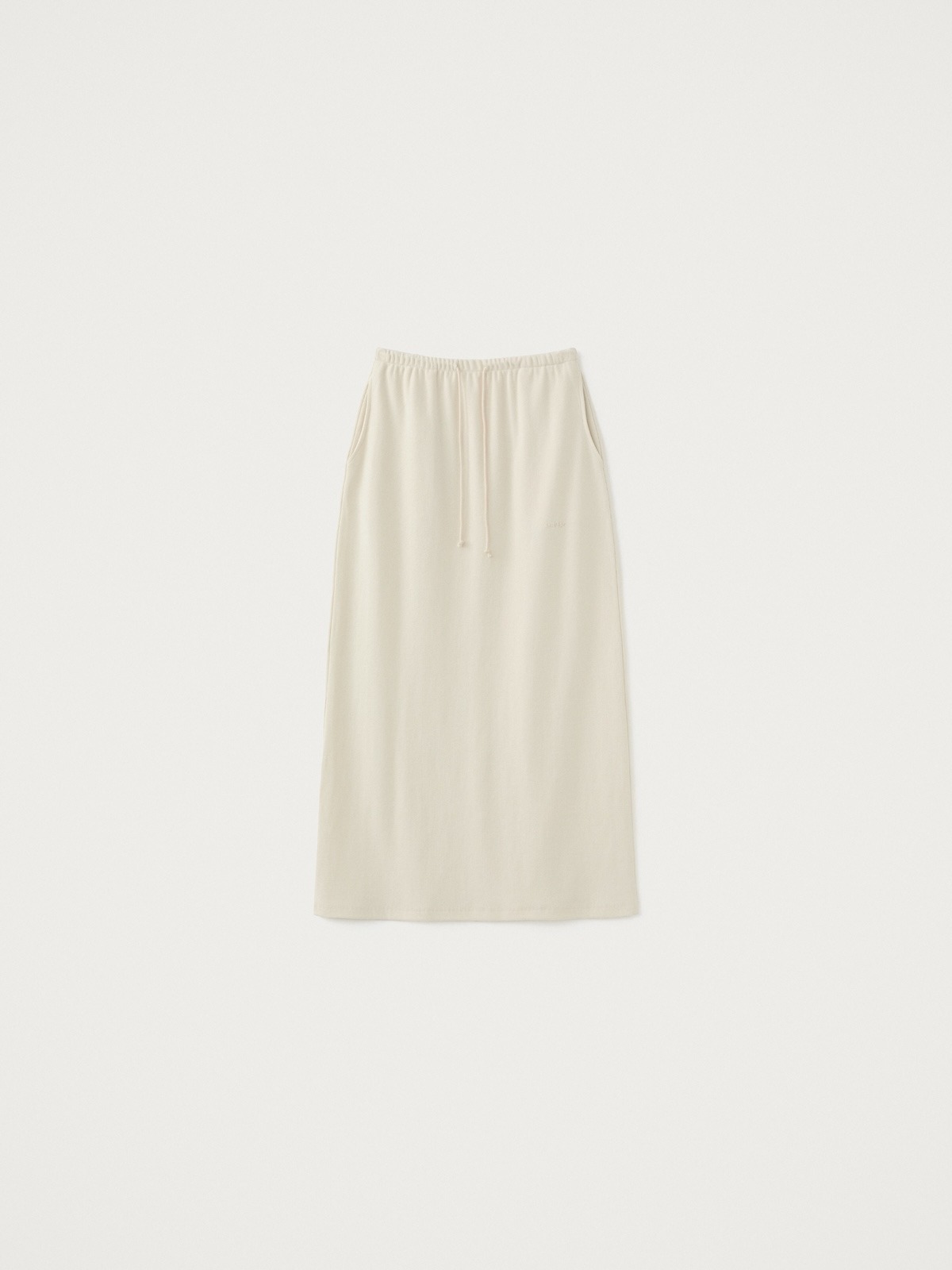 Drawstring Color Cream Ease Ribbed Drawstring Skirt, Cream - Y E
