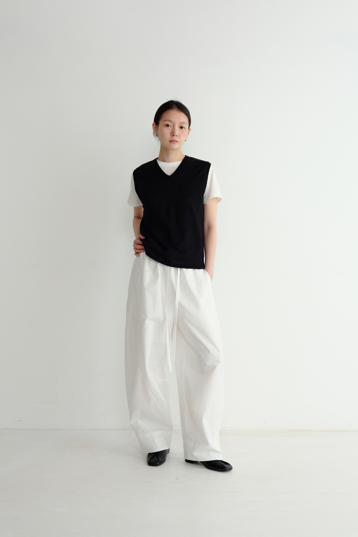 Addys Barrel Cotton Pants, White - Y E