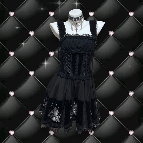 H.naoto frill gothic punk lolita black dress | 메론밀크소다