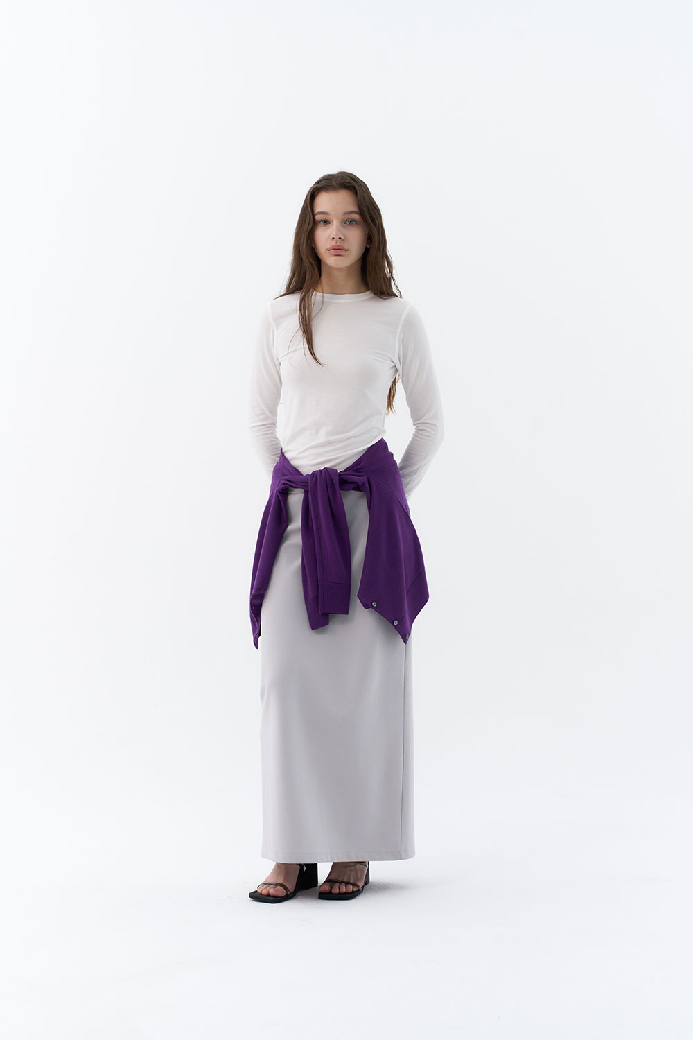 [15TH] String Long Skirt (Sand Grey) - 엔오디(NOD)