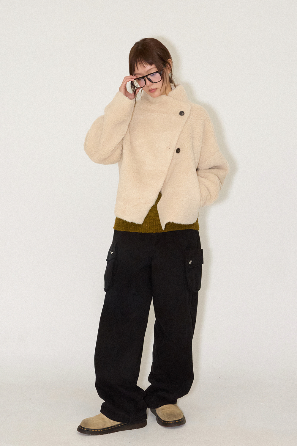 스냅 커브 코튼 팬츠