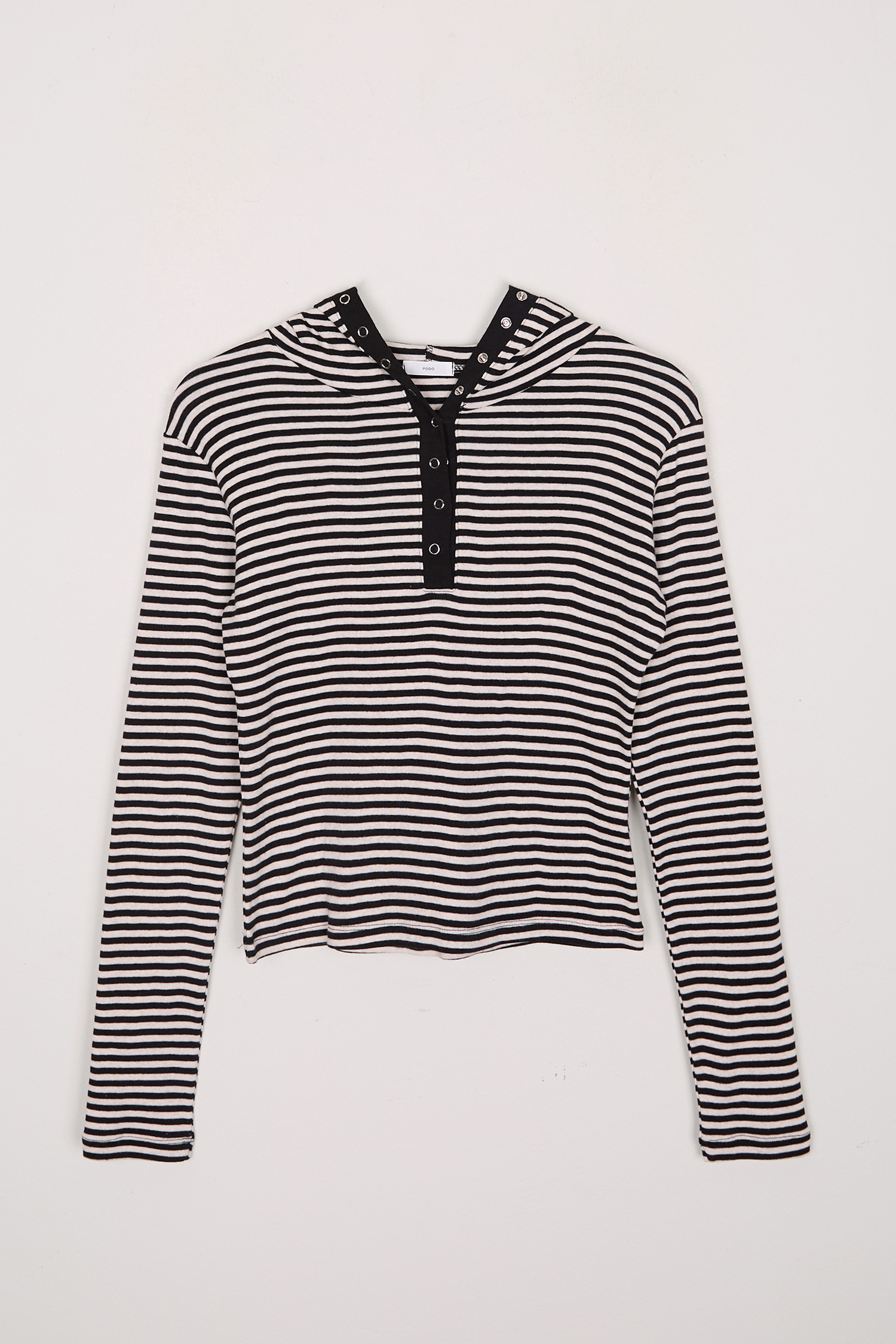 STRIPED SNAP HOODIE TEE