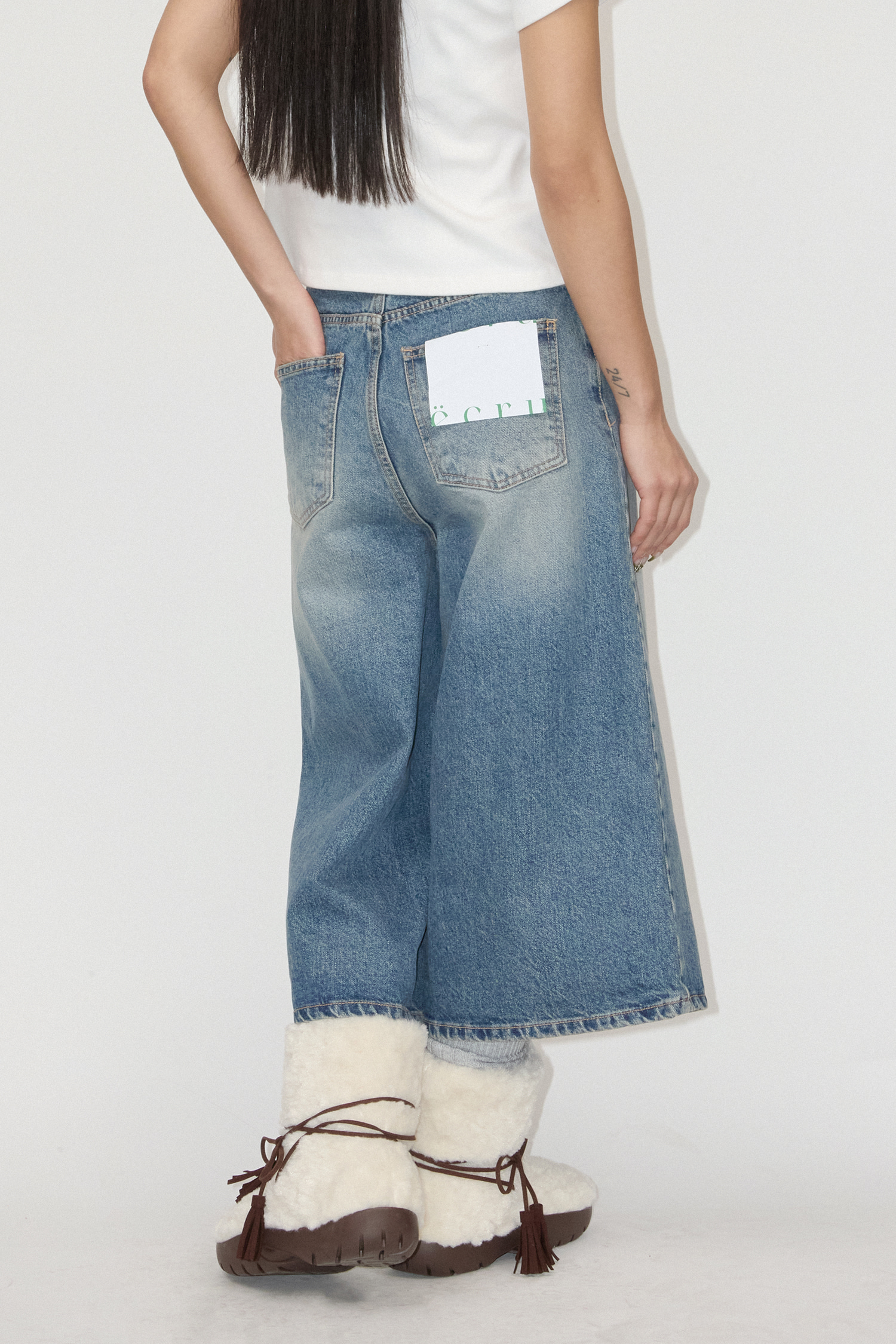 BERMUDA DENIM WIDE PANTS