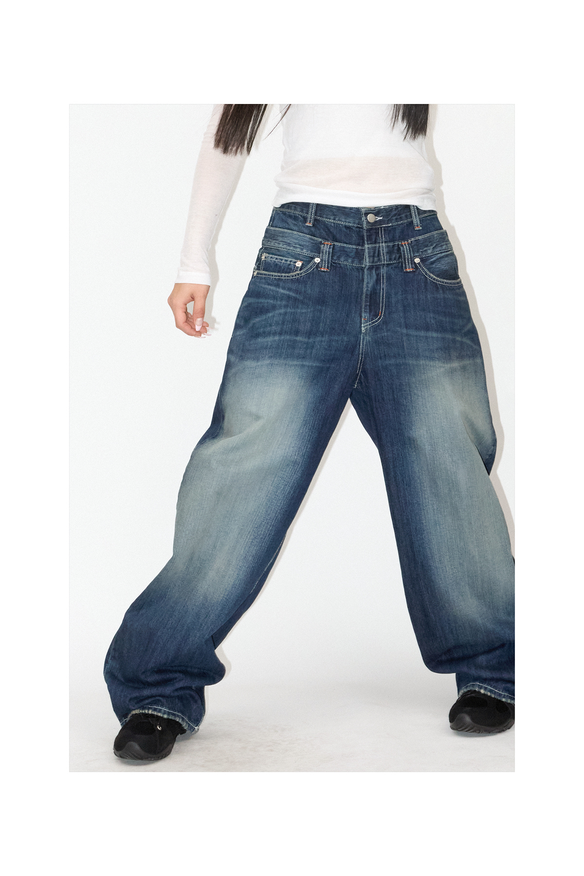 DOUBLE TOP WASHED JEANS