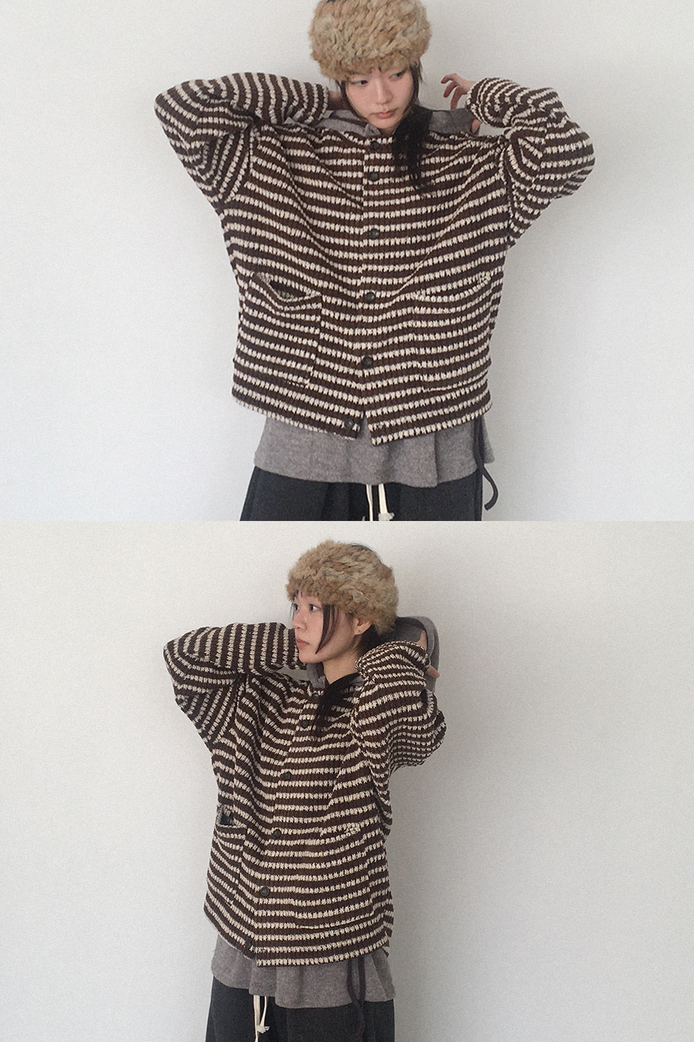 STRIPE TWEED CARDIGAN