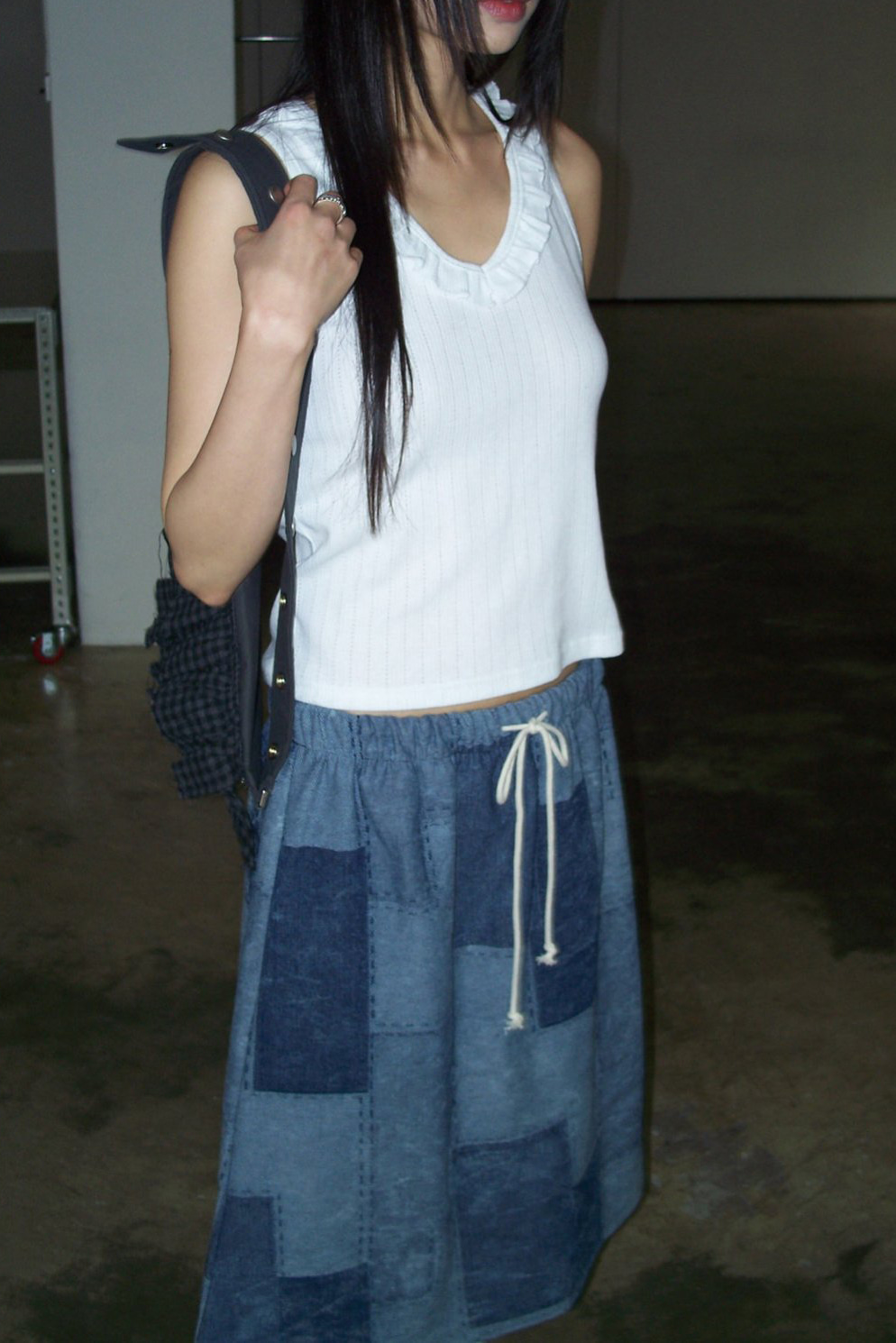 CUBE CUT DENIM SKIRT