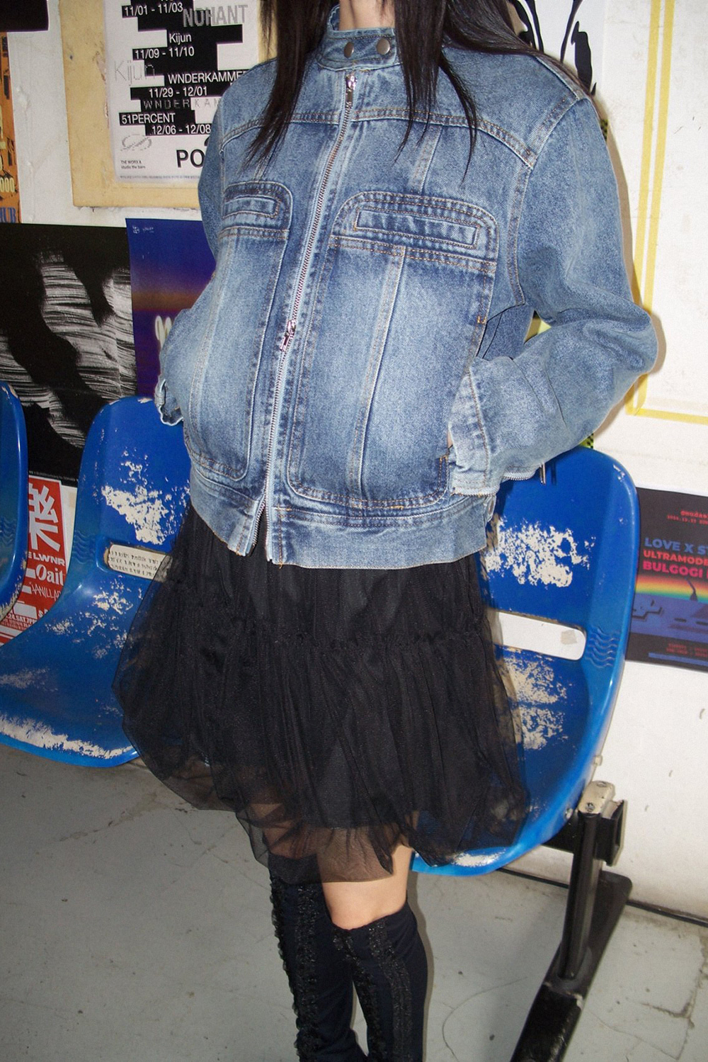 RIDER DENIM CROPPED JACKET