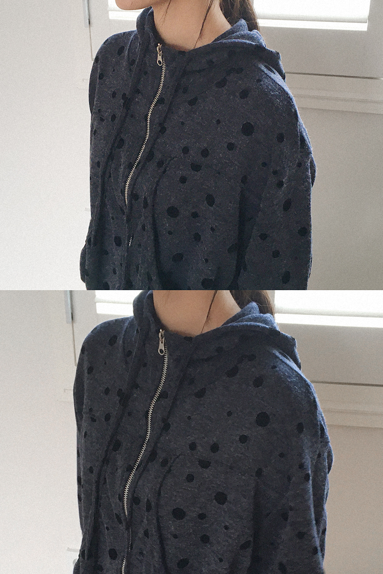 DOT HOODED ZIP-UP
