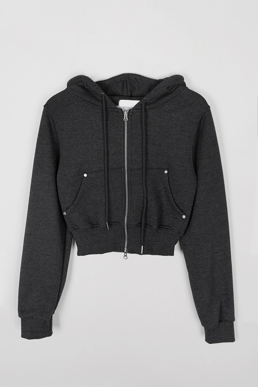 CROPPED RIVET HOOD ZIP-UP