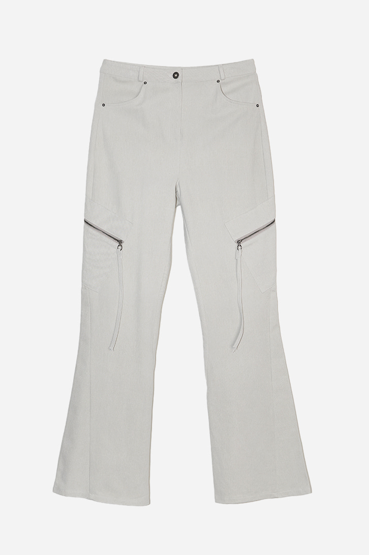 SOLID ZIPPER BOOTCUT PANTS