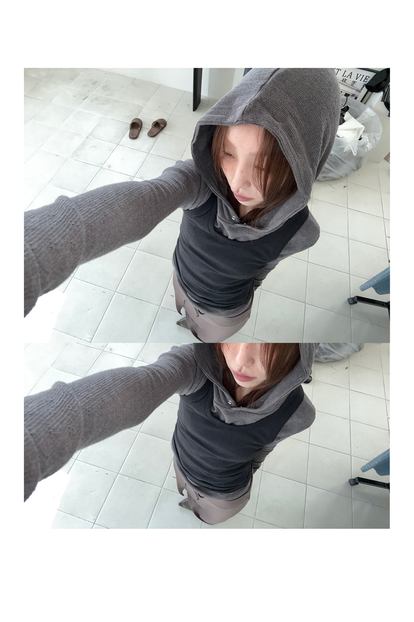 RIBBED SNAP HOODIE