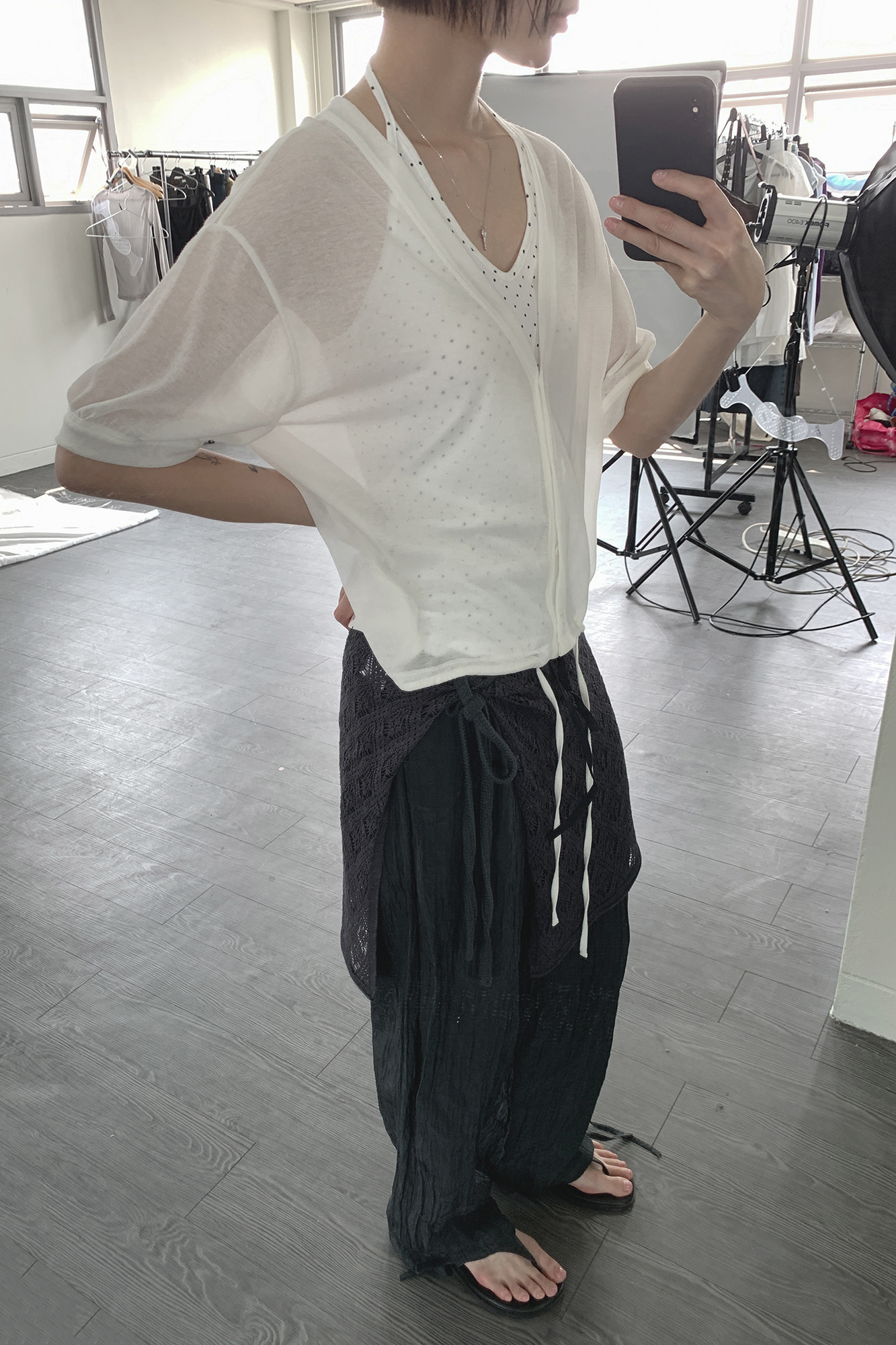 WRINKLE STRAP PANTS