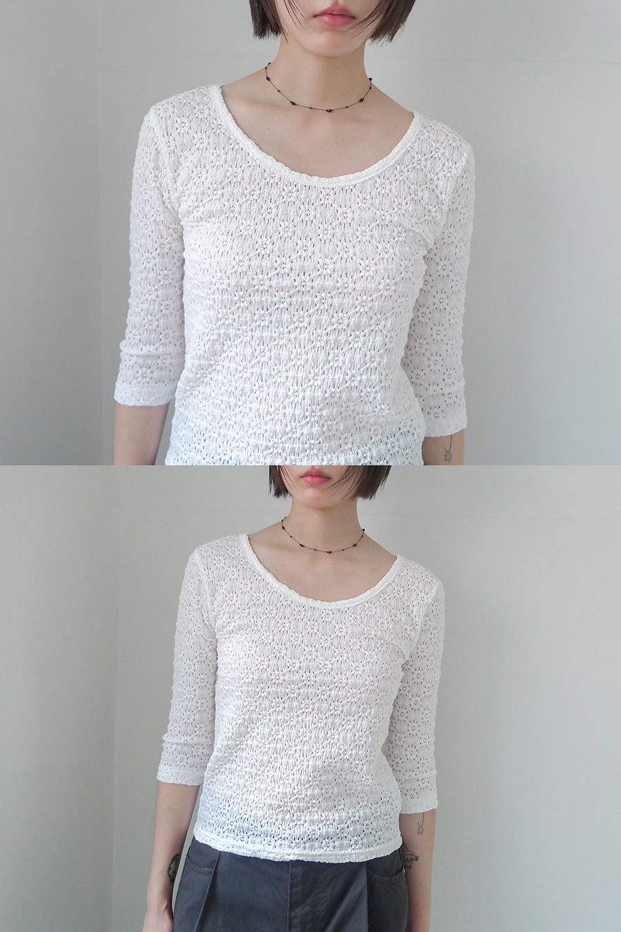 LACE QUARTER SLEEVE TOP