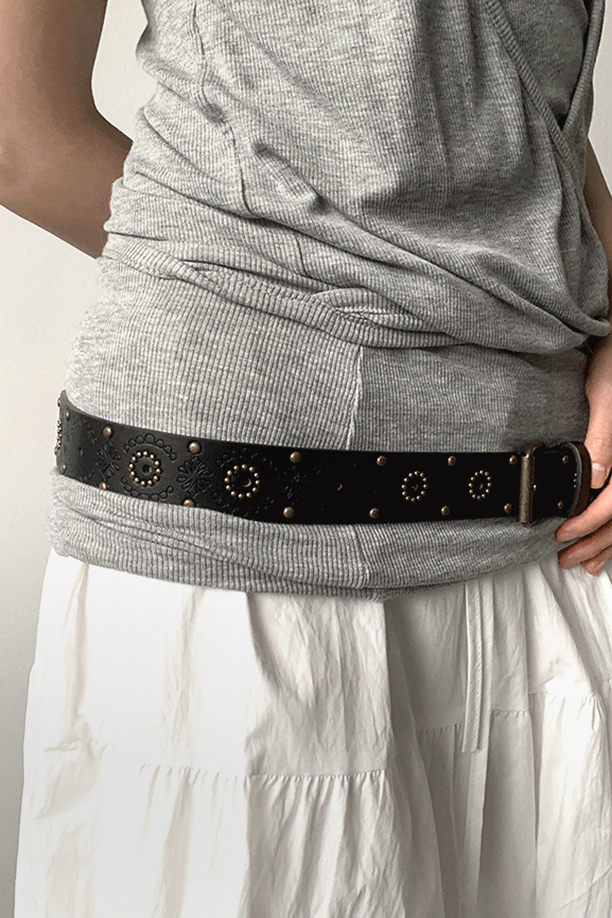 (당일)HERITAGE STUDDED LEATHER BELT