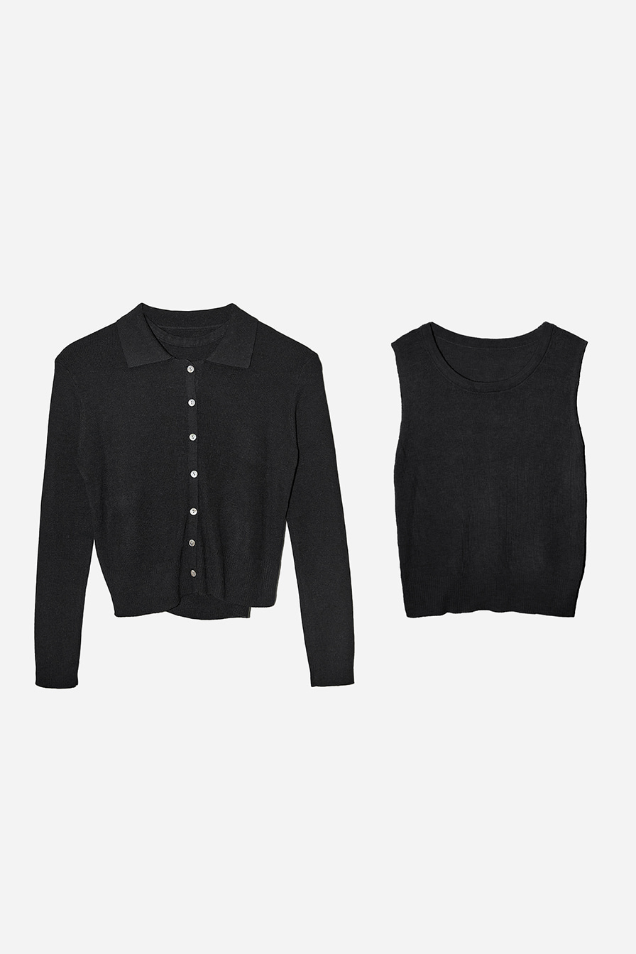 COLLAR CARDIGAN SET
