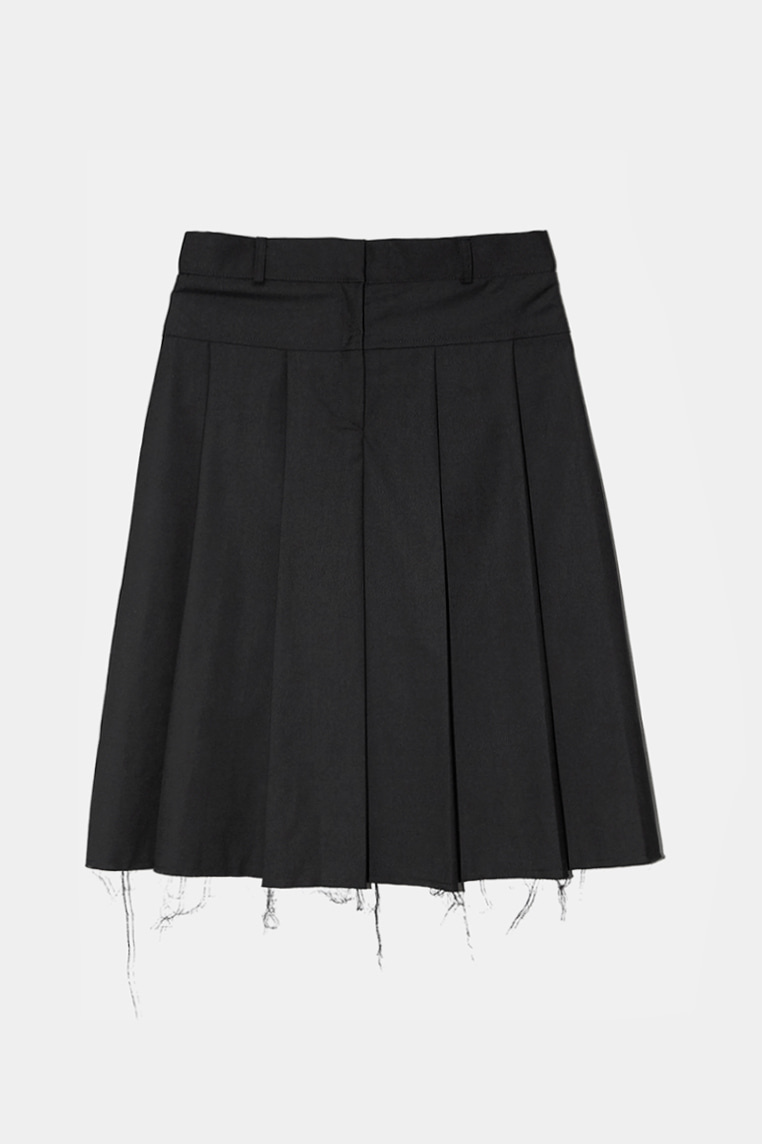 CUTTING PLEATS MIDI SKIRT