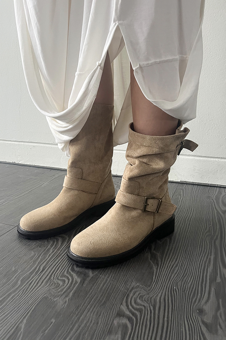SUEDE BUCKLE BOOTS
