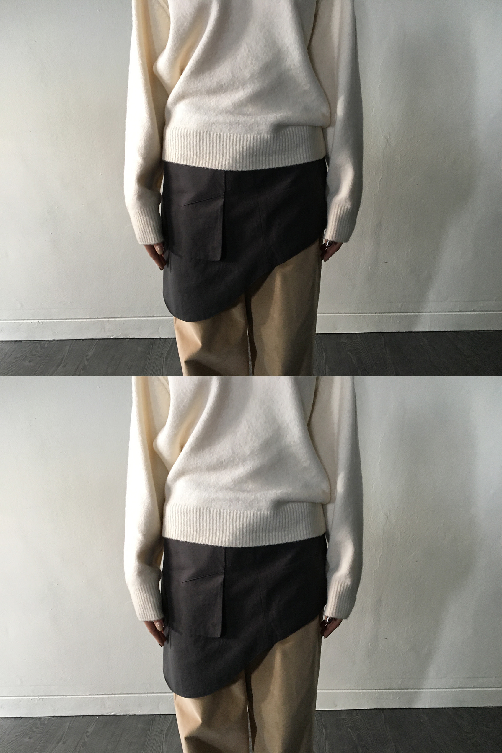 SUEDE PLEATED WIDE PANTS