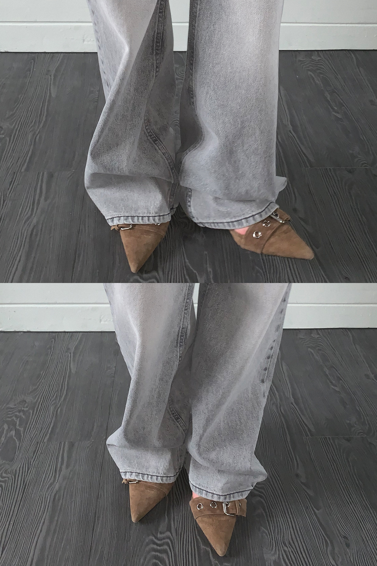 GRAY LOW-RISE DENIM