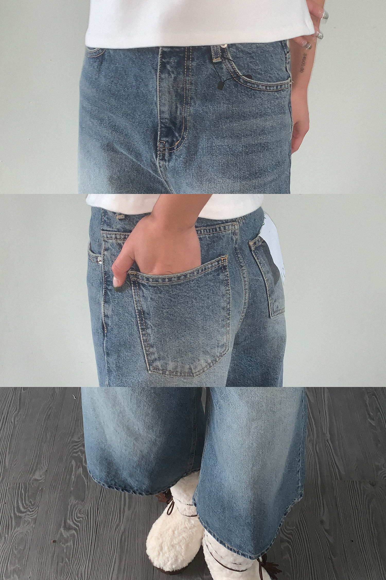 BERMUDA DENIM WIDE PANTS