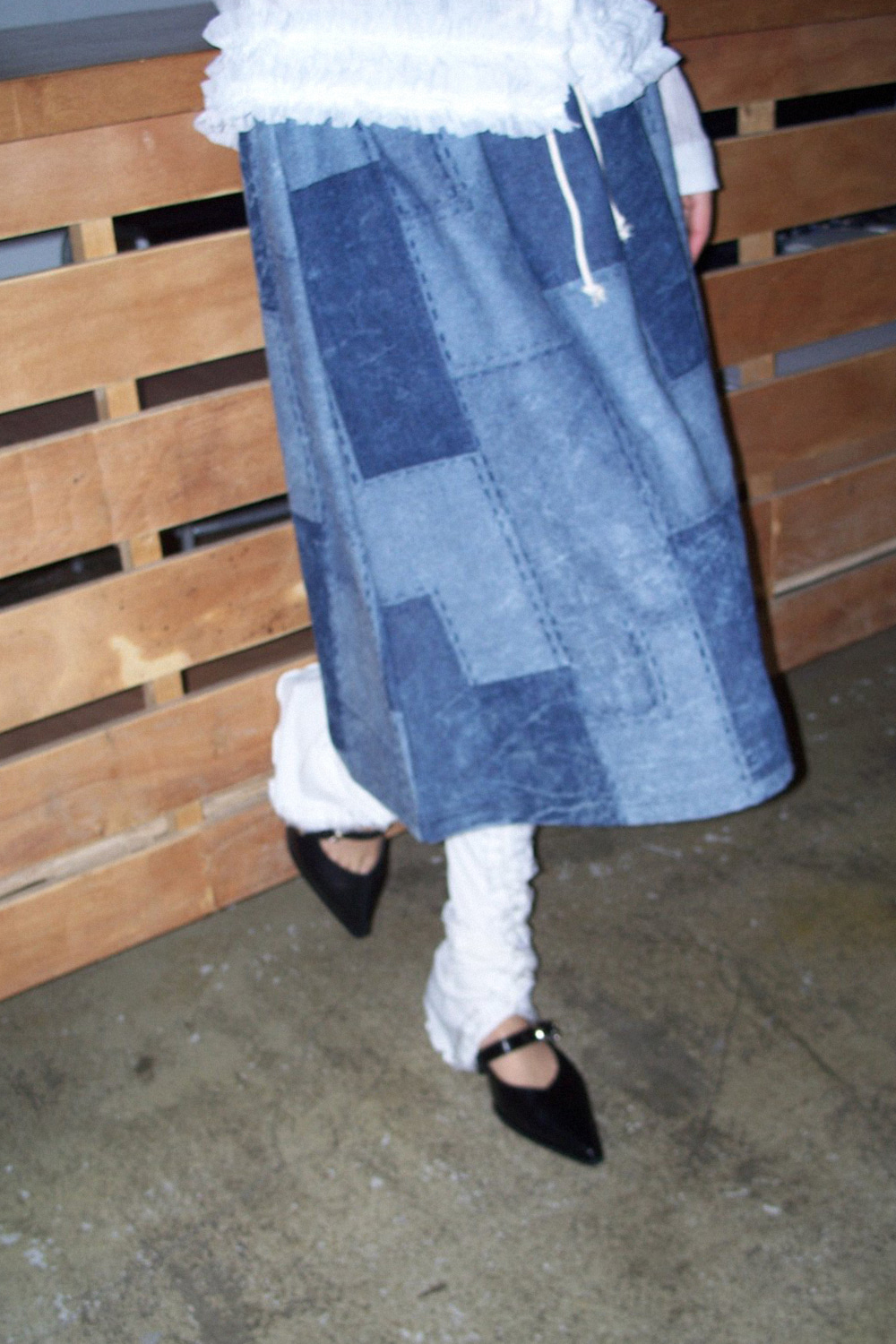 CUBE CUT DENIM SKIRT