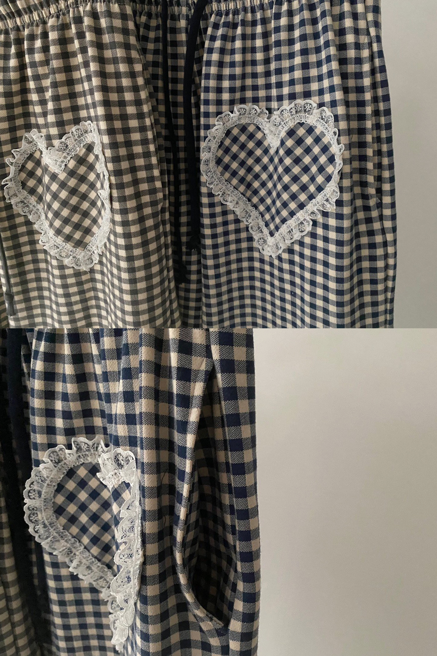 HEART FRILL CHECK PANTS