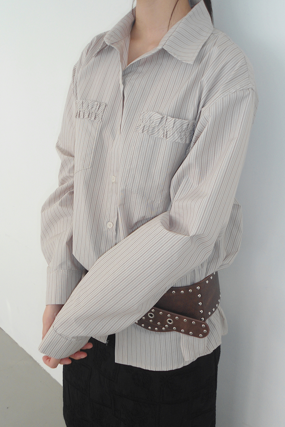 STRIPE FRILL SHIRT