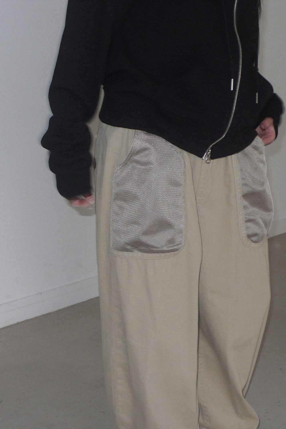 MESH BANDING WIDE PANTS