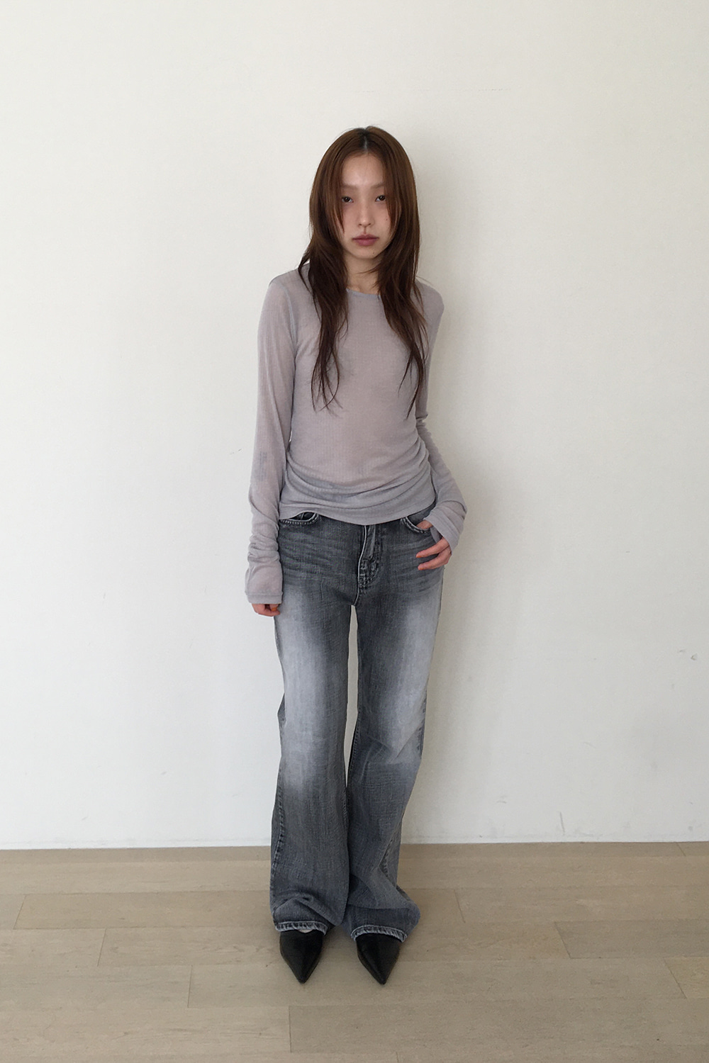 SHEER SLIM LONG T-SHIRT