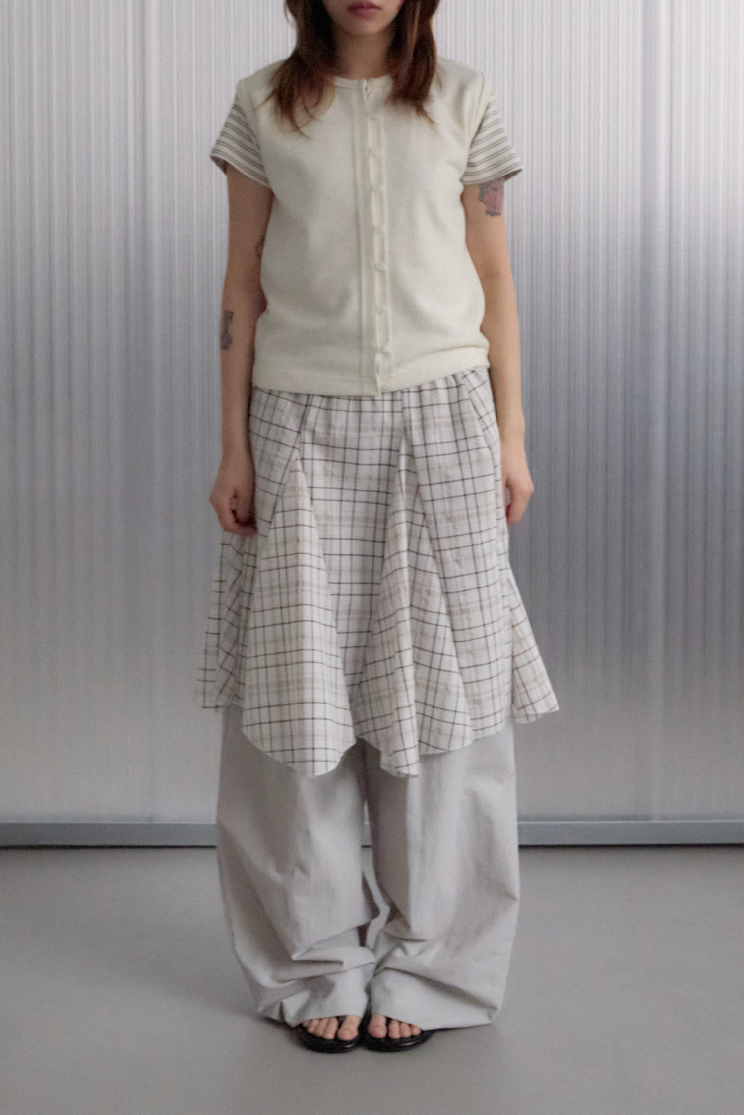 PALE CHECKERED SKIRT
