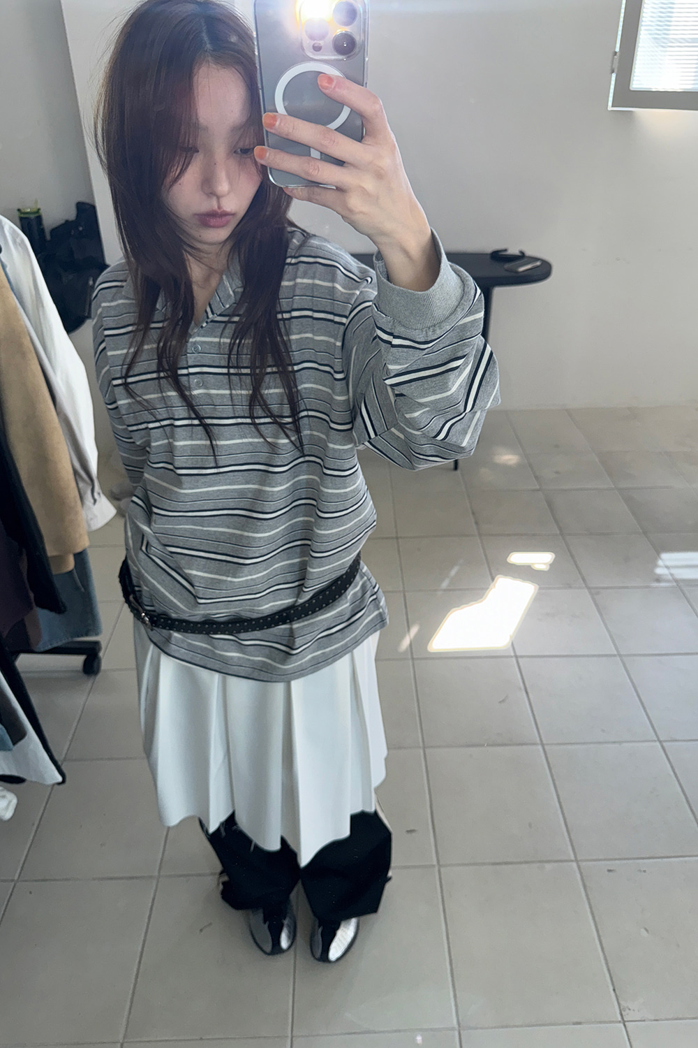 BUTTON PLEATED SKIRT 상세 이미지 8