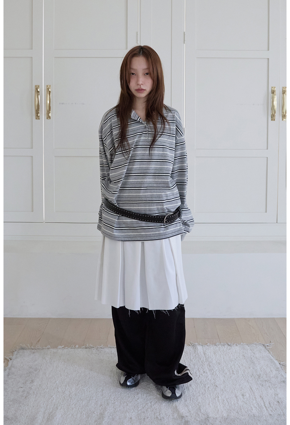 BUTTON PLEATED SKIRT 상세 이미지 1