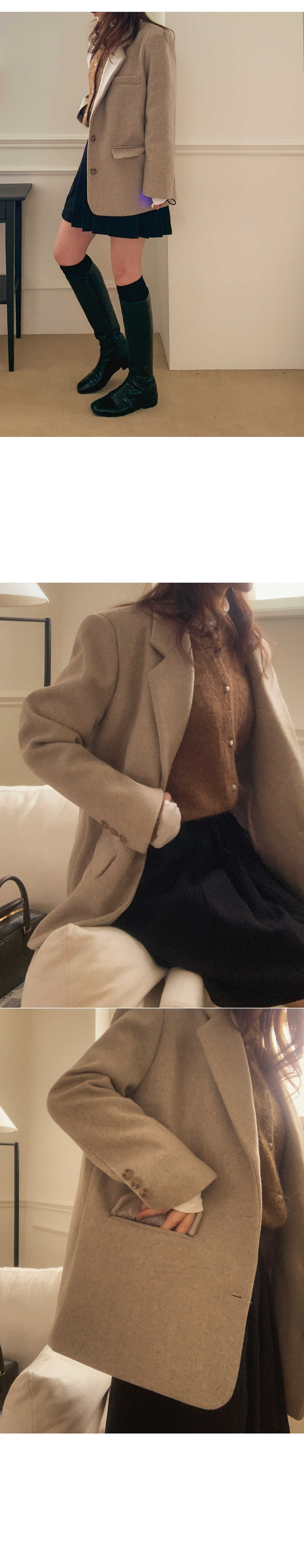 [자켓st/오버핏/하객룩추천✨]반츠 투버튼 모직 하프 코트 - 2color(반코트/키작녀코트/오버핏코트/루즈핏코트/빅사이즈코트/트렌치코트/버터코트/자켓코트/베이지코트/데일리룩/데이트룩) 상세 이미지 7