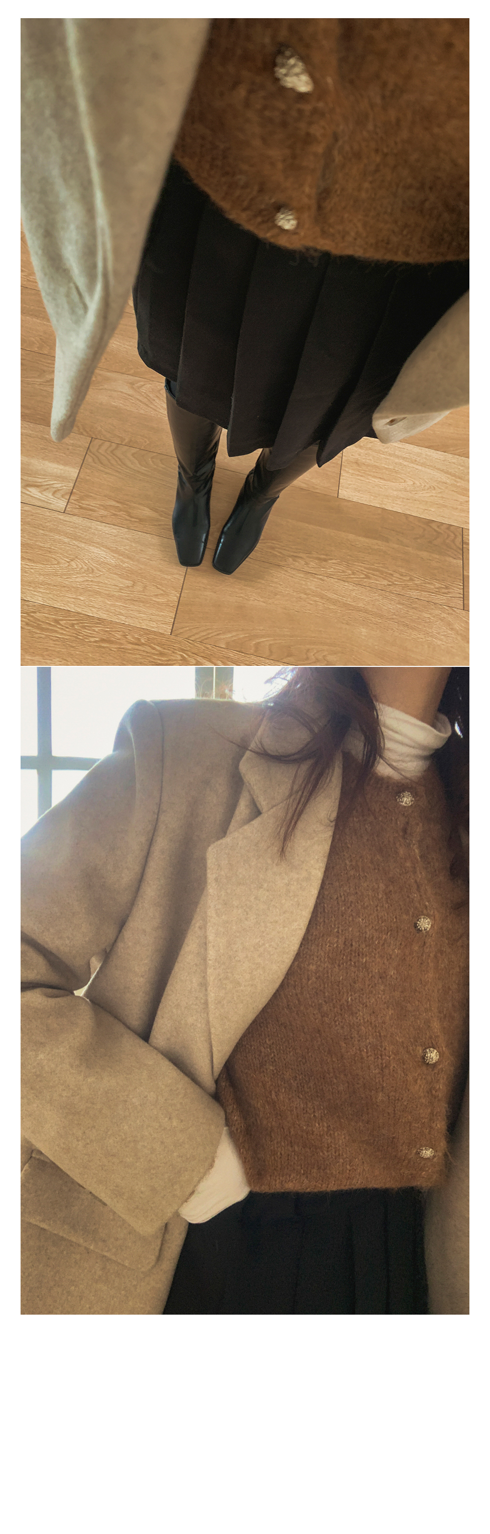 [자켓st/오버핏/하객룩추천✨]반츠 투버튼 모직 하프 코트 - 2color(반코트/키작녀코트/오버핏코트/루즈핏코트/빅사이즈코트/트렌치코트/버터코트/자켓코트/베이지코트/데일리룩/데이트룩) 상세 이미지 8