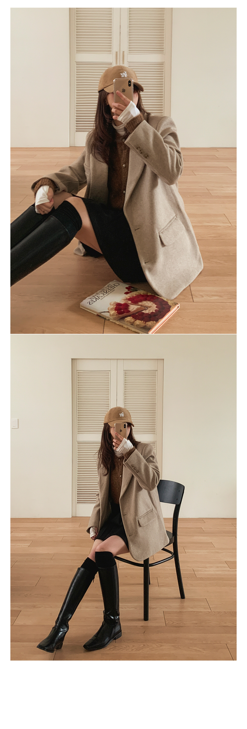 [자켓st/오버핏/하객룩추천✨]반츠 투버튼 모직 하프 코트 - 2color(반코트/키작녀코트/오버핏코트/루즈핏코트/빅사이즈코트/트렌치코트/버터코트/자켓코트/베이지코트/데일리룩/데이트룩) 상세 이미지 11