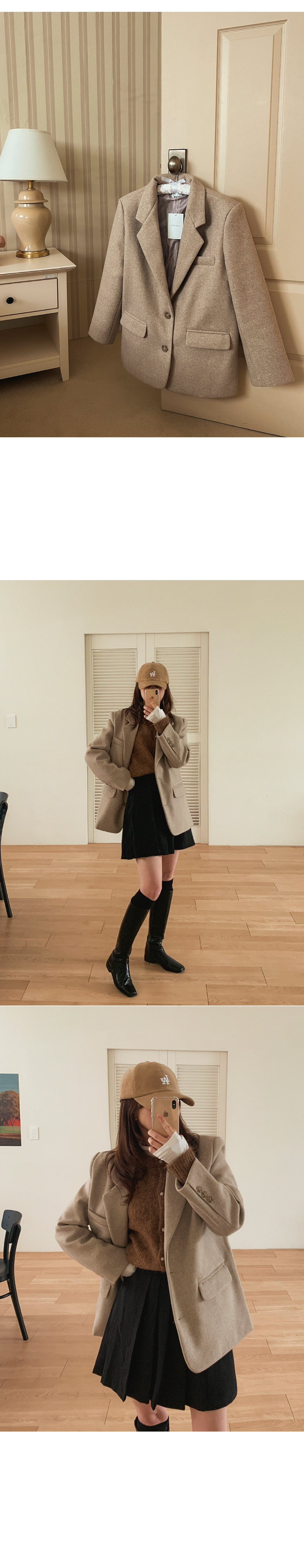 [자켓st/오버핏/하객룩추천✨]반츠 투버튼 모직 하프 코트 - 2color(반코트/키작녀코트/오버핏코트/루즈핏코트/빅사이즈코트/트렌치코트/버터코트/자켓코트/베이지코트/데일리룩/데이트룩) 상세 이미지 10