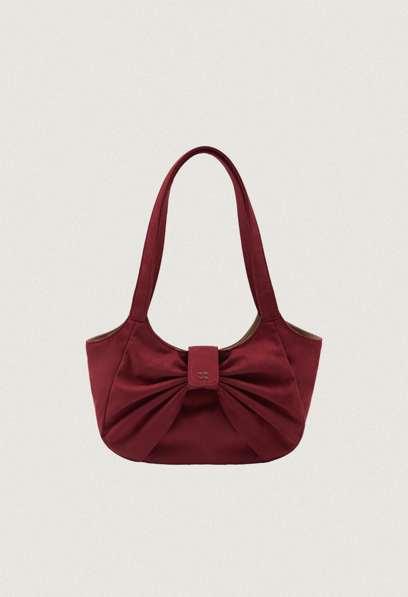 ショルダーバッグ・ポシェット [OUR NOSTALGIA]Suede Ribbon Loopie Bag (2 COLOR) Suede ribbon loopie bag_Red(OC25-ACC01) - OURNOSTALGIA