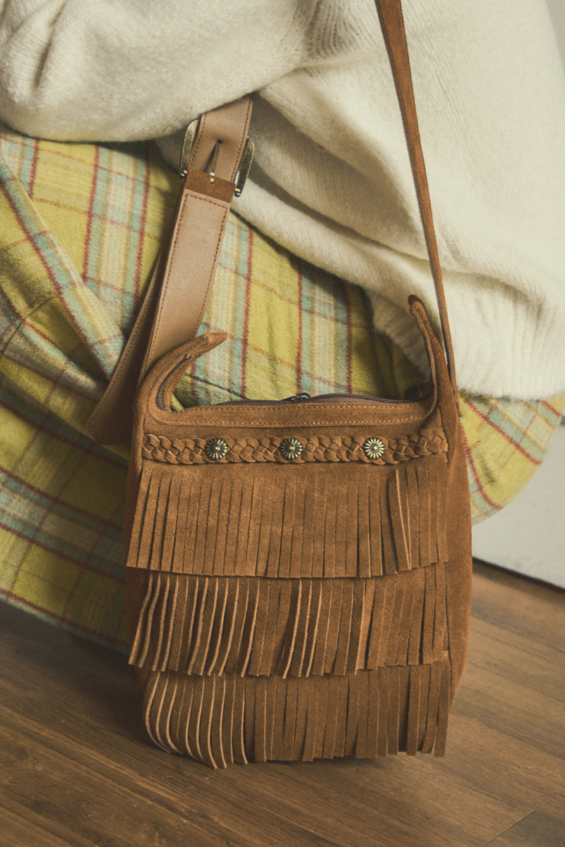 韓国商品/OURNOSTALGIA western real suede bag western real suede bag_Camel