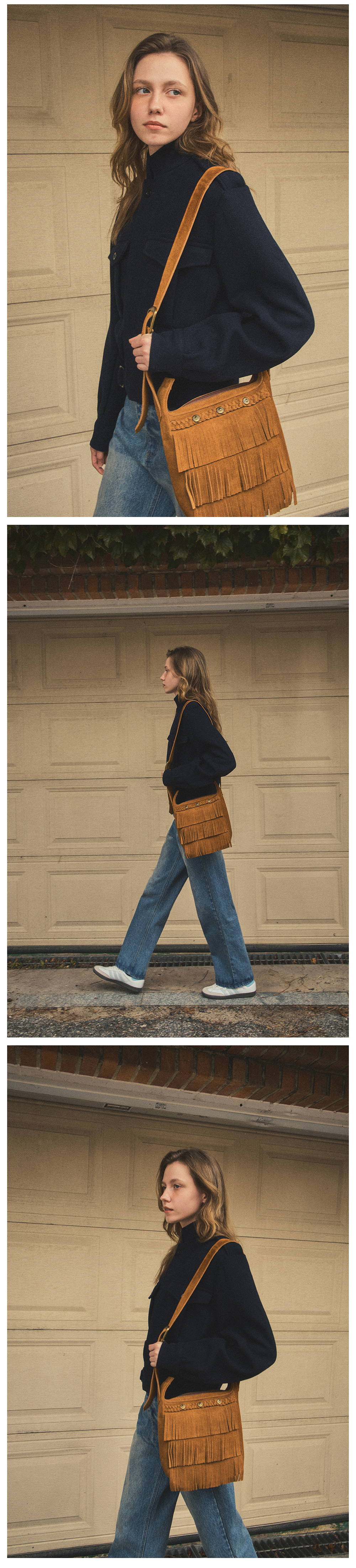 韓国商品/OURNOSTALGIA western real suede bag western real suede bag_Camel