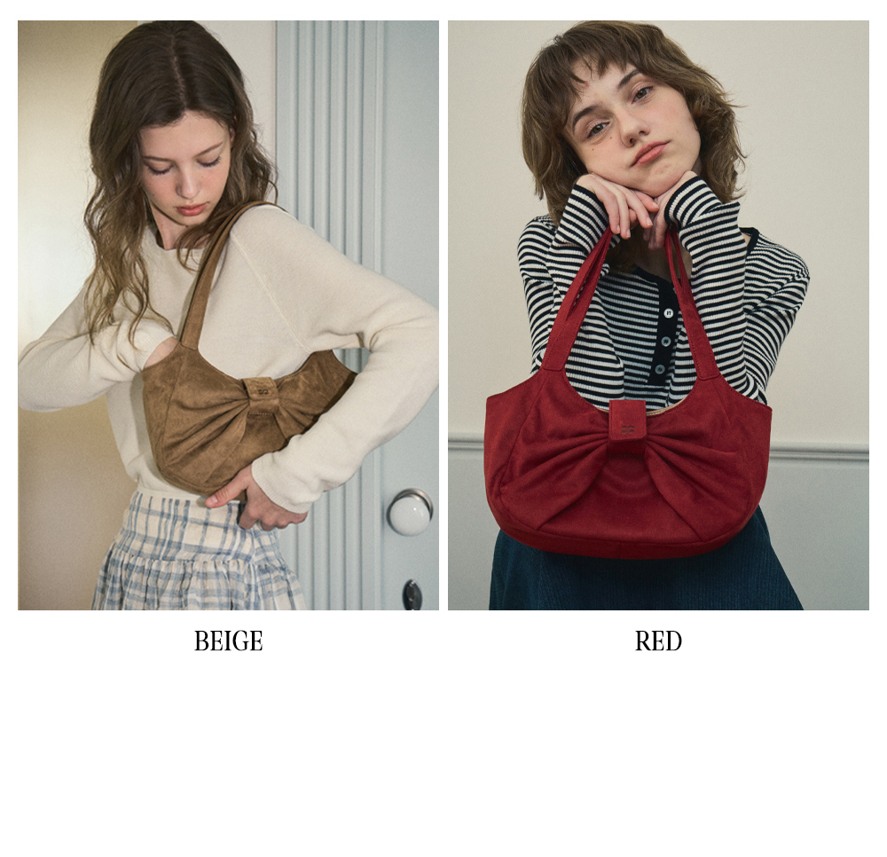 ショルダーバッグ・ポシェット [OUR NOSTALGIA]Suede Ribbon Loopie Bag (2 COLOR) OUR NOSTALGIA]Suede Ribbon Loopie Bag (2 COLOR) (ショルダー