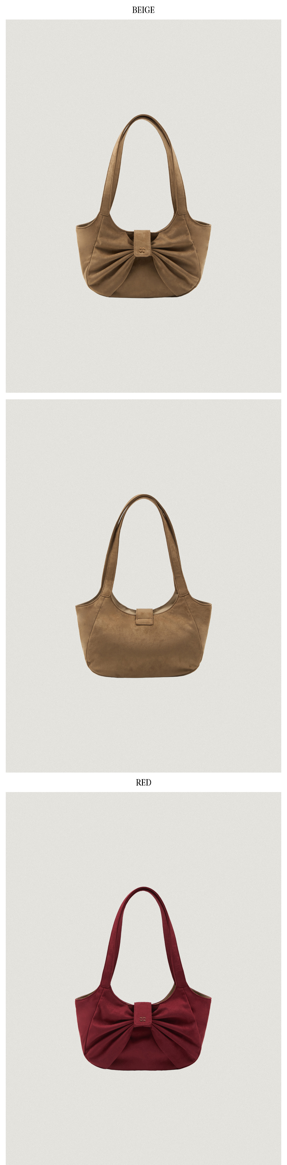 ショルダーバッグ・ポシェット [OUR NOSTALGIA]Suede Ribbon Loopie Bag (2 COLOR) Suede ribbon loopie bag_Red(OC25-ACC01) - OURNOSTALGIA