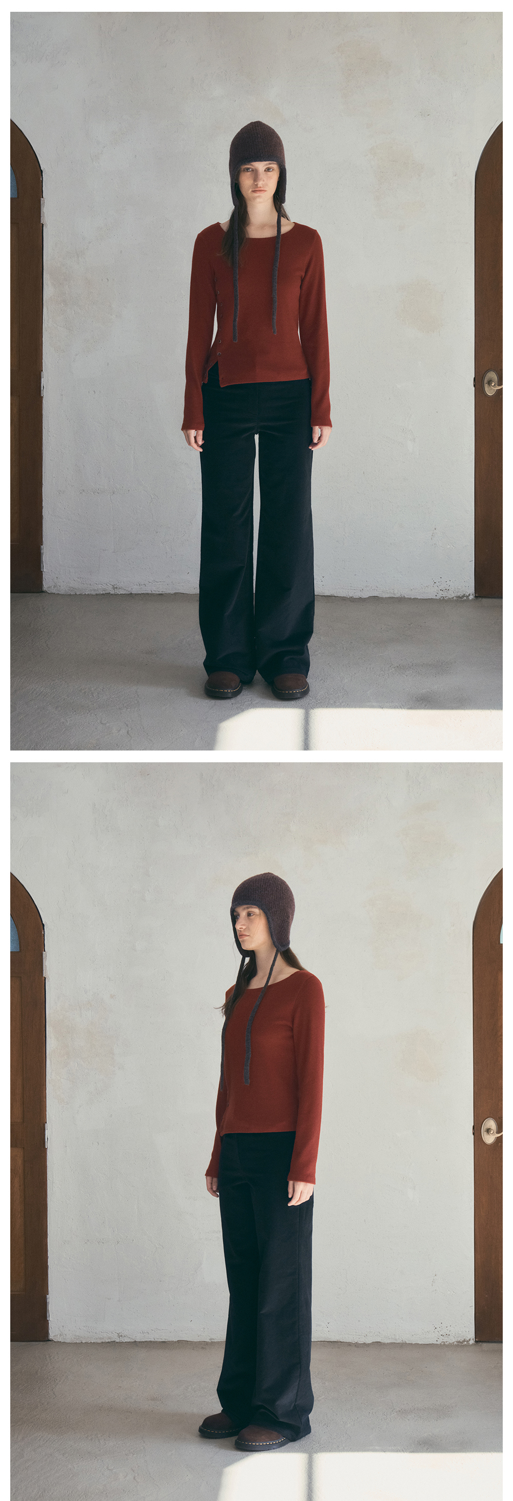 긴팔 티셔츠 모델 착용 이미지-S1L11