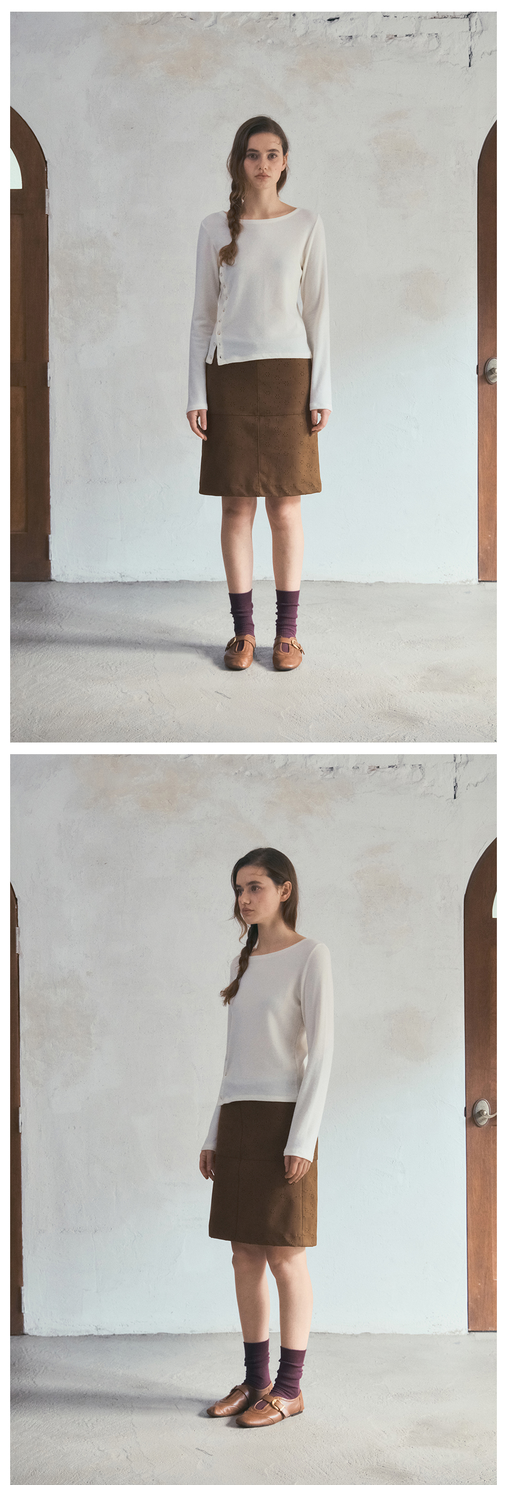 긴팔 티셔츠 모델 착용 이미지-S1L11